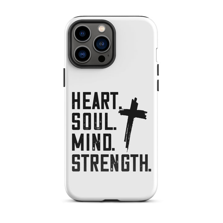 Christian Phone Case Heart Soul Mind Strength White for iPhone® iPhone® Phone Cases Glossy iPhone 13 Pro Max 