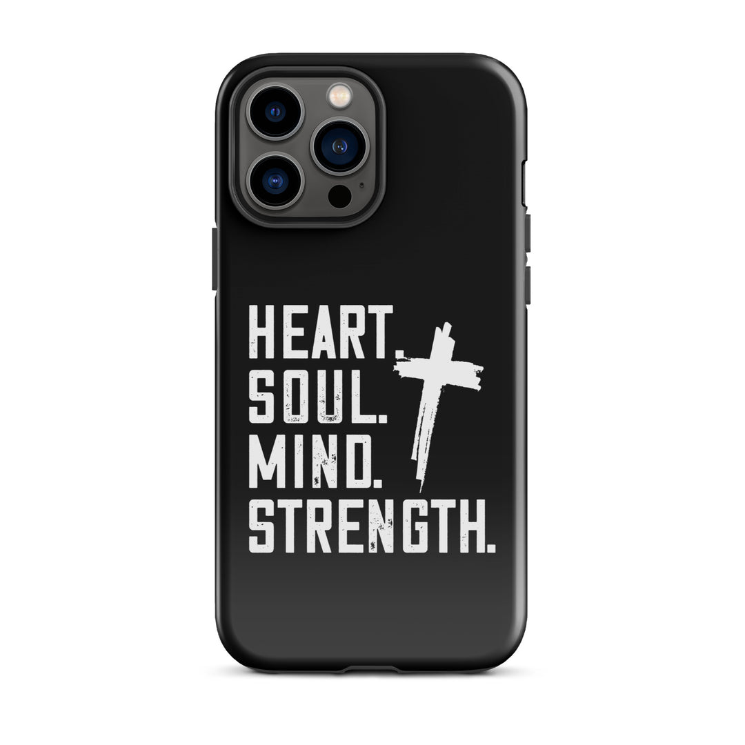 Christian Phone Case Heart Soul Mind Strength Black for iPhone® iPhone® Phone Cases Glossy iPhone 13 Pro Max 