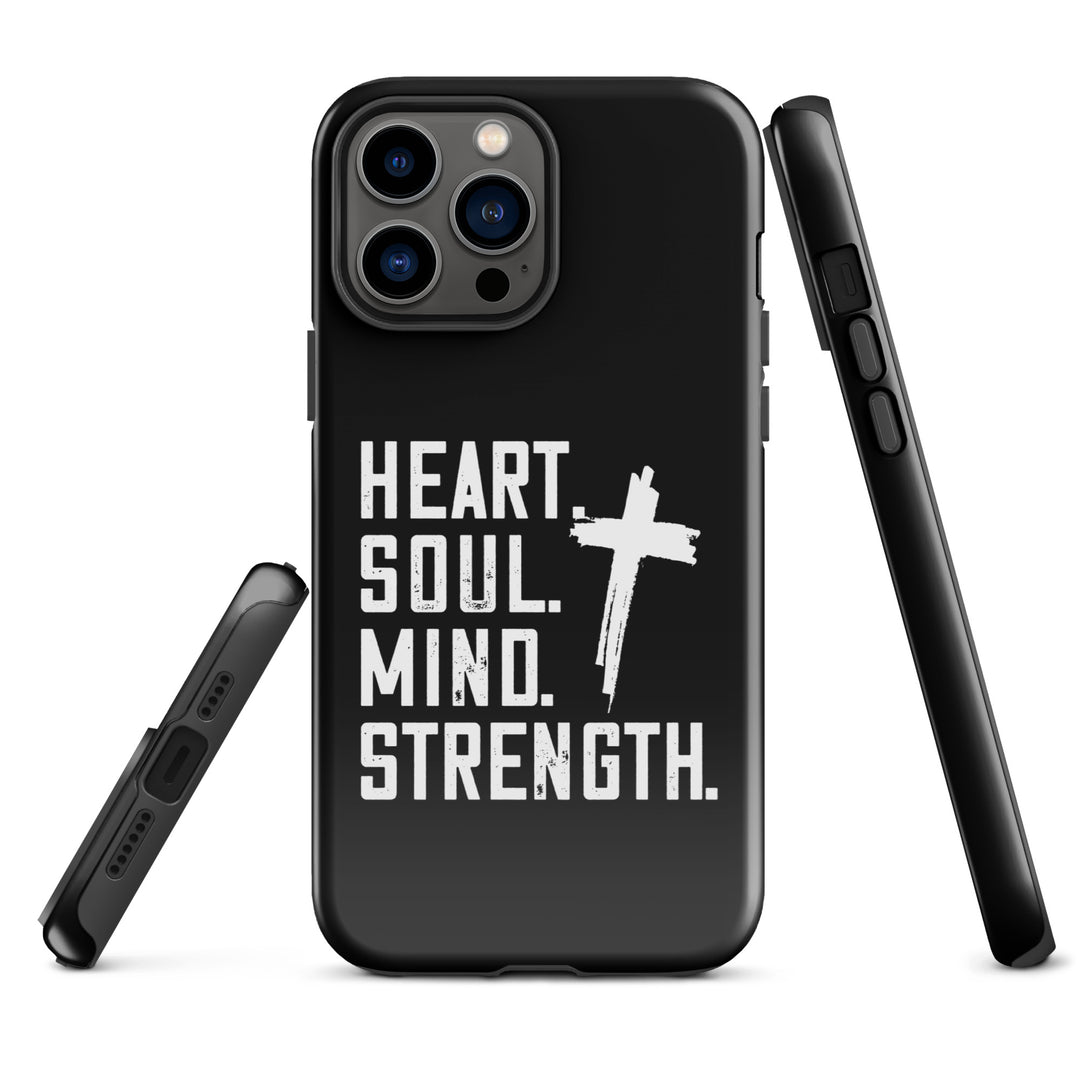 Christian Phone Case Heart Soul Mind Strength Black for iPhone® iPhone® Phone Cases   