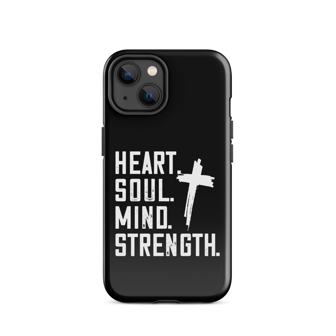 Christian Phone Case Heart Soul Mind Strength Black for iPhone® iPhone® Phone Cases Glossy iPhone 14 