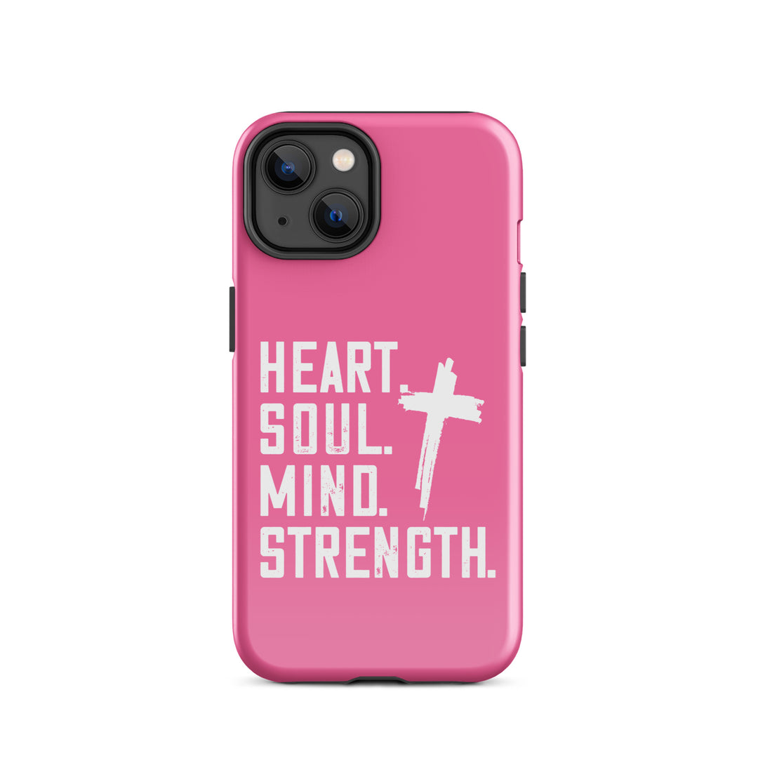 Christian Phone Case Heart Soul Mind Strength Pink for iPhone® iPhone® Phone Cases Glossy iPhone 14 