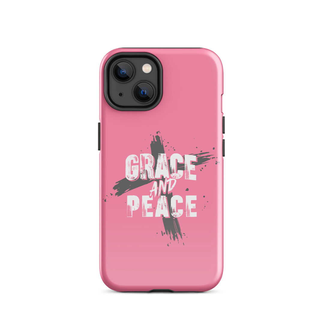 Christian Phone Case Grace and Peace Cross Pink for iPhone® iPhone® Phone Cases Glossy iPhone 14 