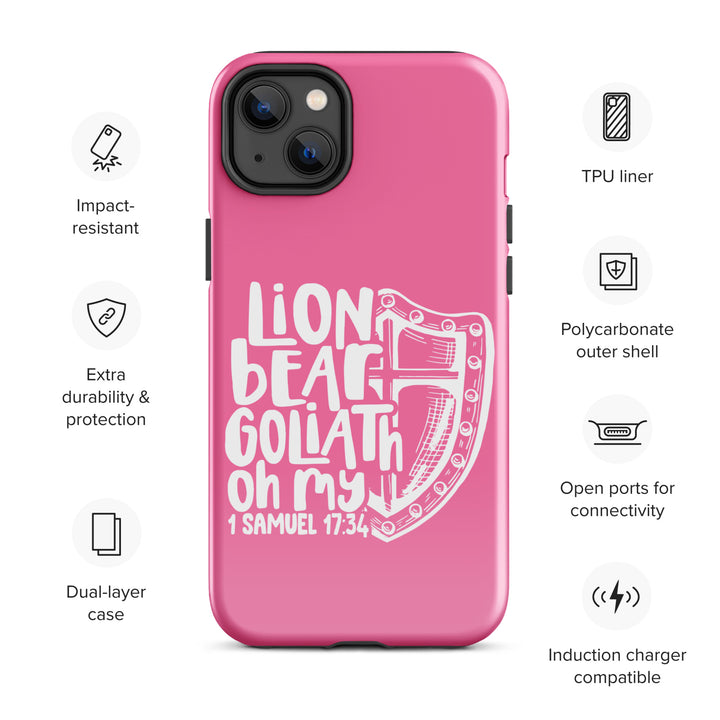 Christian Phone Case Lion Bear Goliath Oh My Pink for iPhone® iPhone® Phone Cases   