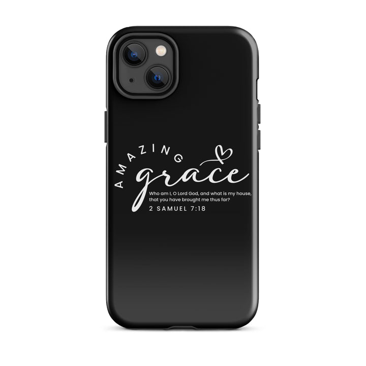 Christian Phone Case Amazing Grace Heart Black for iPhone® iPhone® Phone Cases Glossy iPhone 14 Plus 