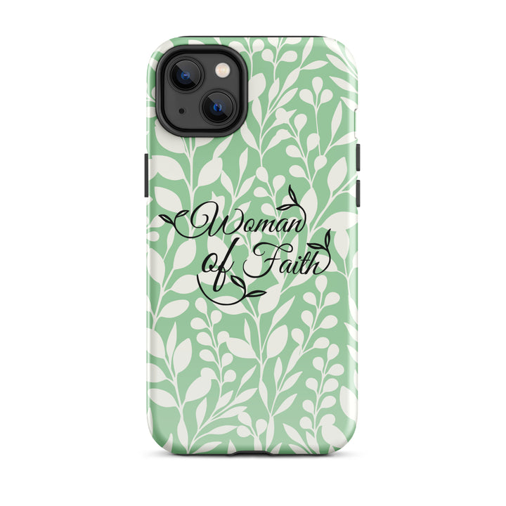 Christian Phone Case Woman of Faith Green for iPhone® iPhone® Phone Cases Glossy iPhone 14 Plus 