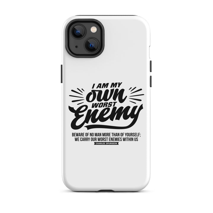 Christian Phone Case Worst Enemy White for iPhone® iPhone® Phone Cases Glossy iPhone 14 Plus 