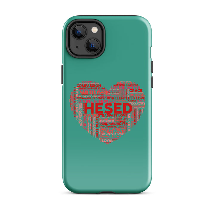 Christian Phone Case Hesed Heart Teal for iPhone® iPhone® Phone Cases Glossy iPhone 14 Plus 