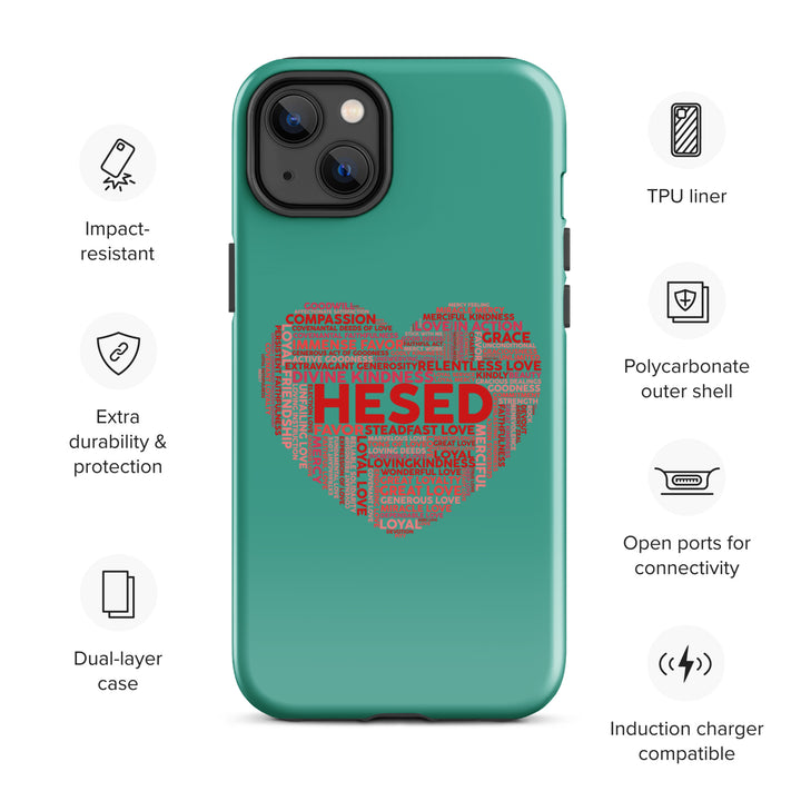 Christian Phone Case Hesed Heart Teal for iPhone® iPhone® Phone Cases   