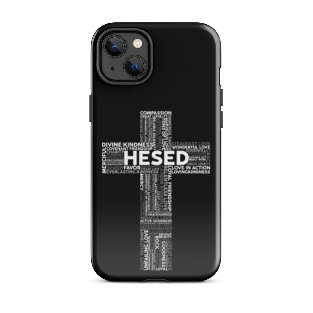 Christian Phone Case Hesed Cross Black for iPhone® iPhone® Phone Cases Glossy iPhone 14 Plus 