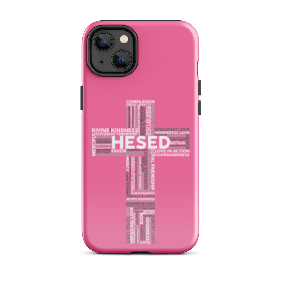 Christian Phone Case Hesed Cross Pink for iPhone® iPhone® Phone Cases Glossy iPhone 14 Plus 