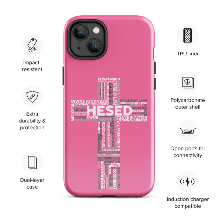 Christian Phone Case Hesed Cross Pink for iPhone® iPhone® Phone Cases   