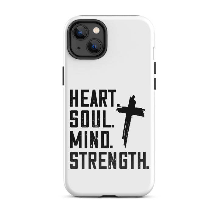 Christian Phone Case Heart Soul Mind Strength White for iPhone® iPhone® Phone Cases Glossy iPhone 14 Plus 