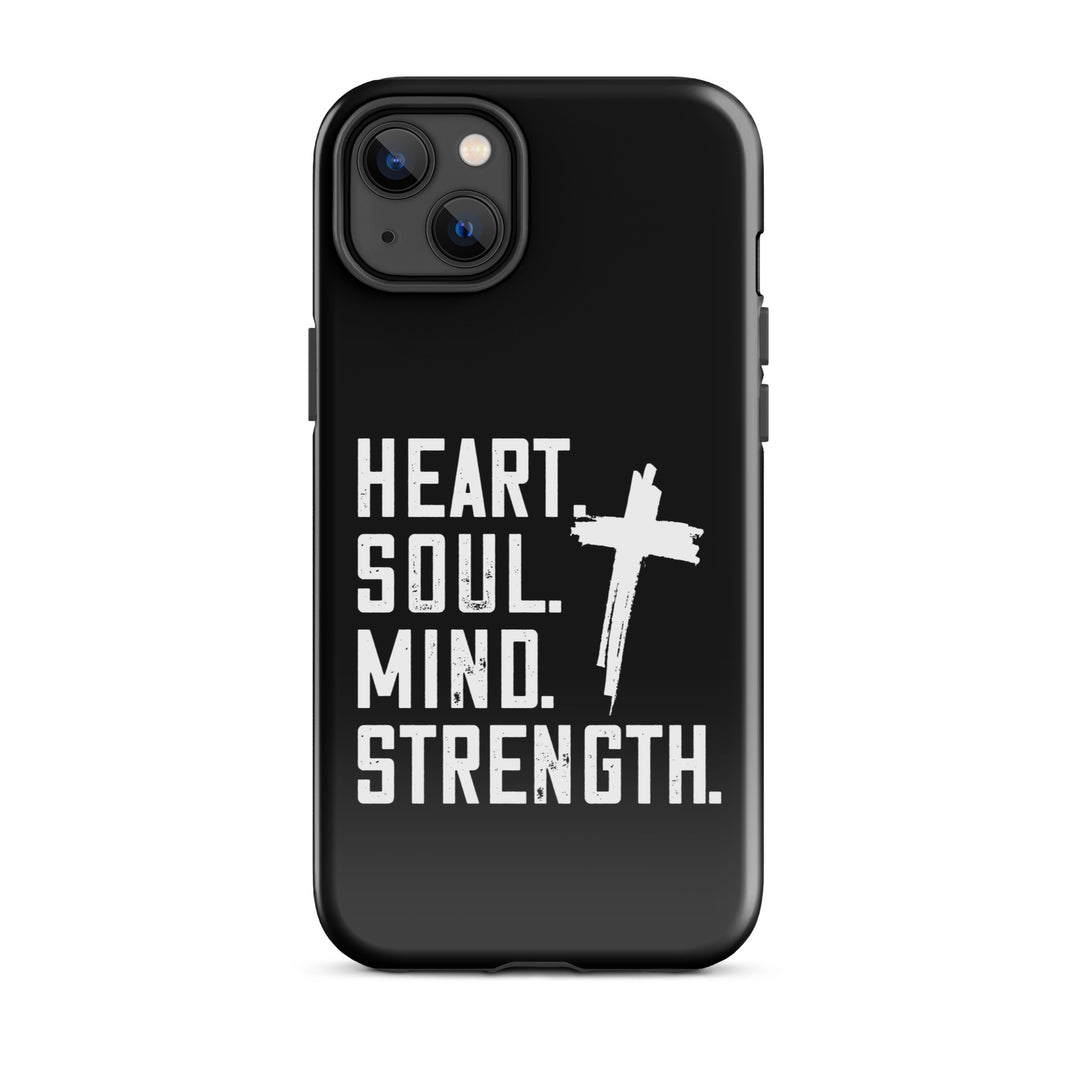 Christian Phone Case Heart Soul Mind Strength Black for iPhone® iPhone® Phone Cases Glossy iPhone 14 Plus 