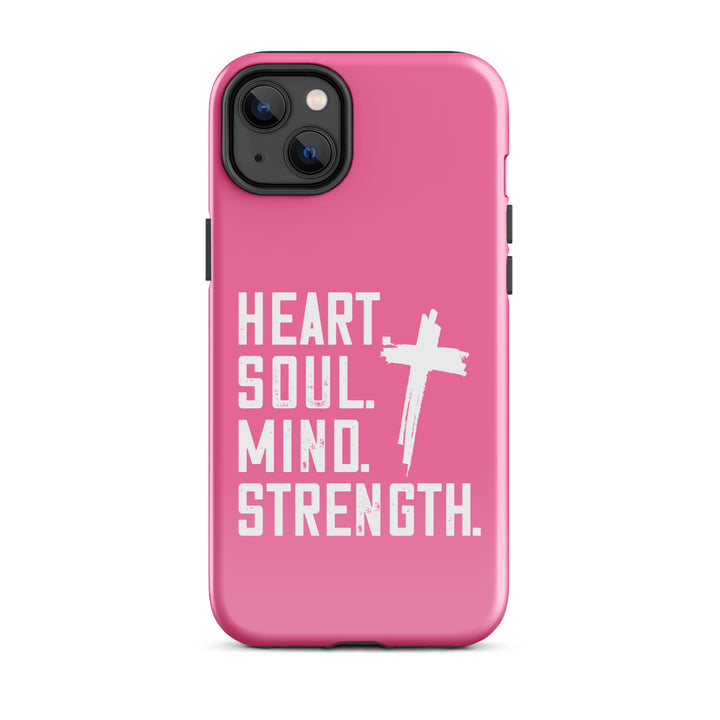 Christian Phone Case Heart Soul Mind Strength Pink for iPhone® iPhone® Phone Cases Glossy iPhone 14 Plus 