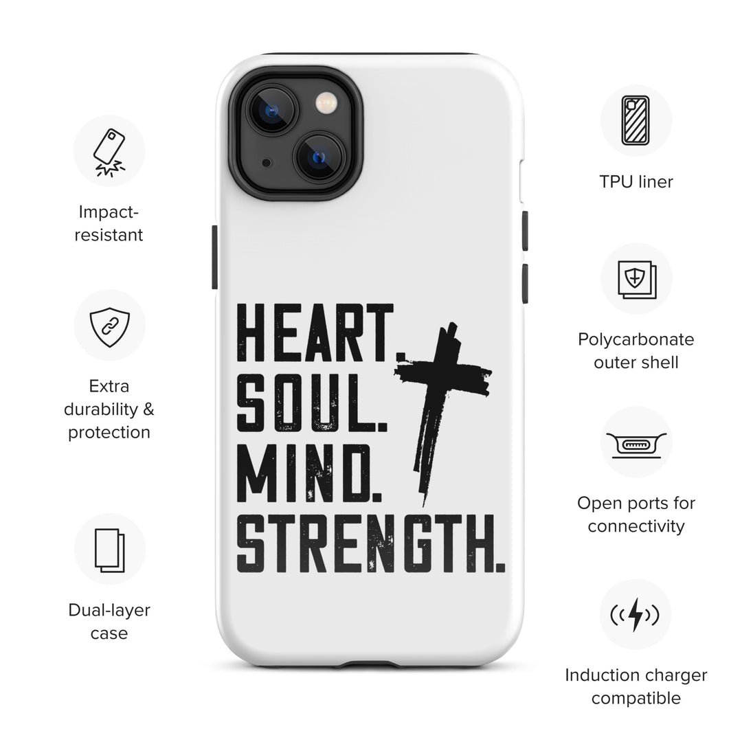 Christian Phone Case Heart Soul Mind Strength White for iPhone® iPhone® Phone Cases   