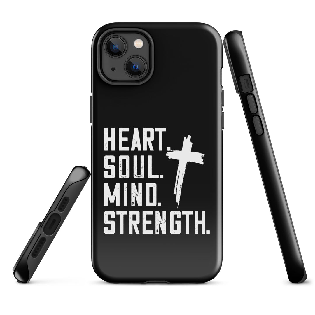 Christian Phone Case Heart Soul Mind Strength Black for iPhone® iPhone® Phone Cases   