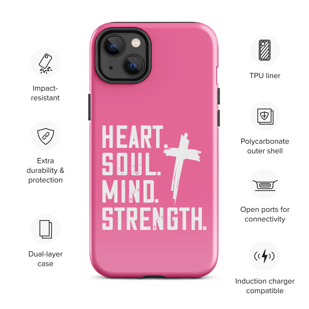 Christian Phone Case Heart Soul Mind Strength Pink for iPhone® iPhone® Phone Cases   