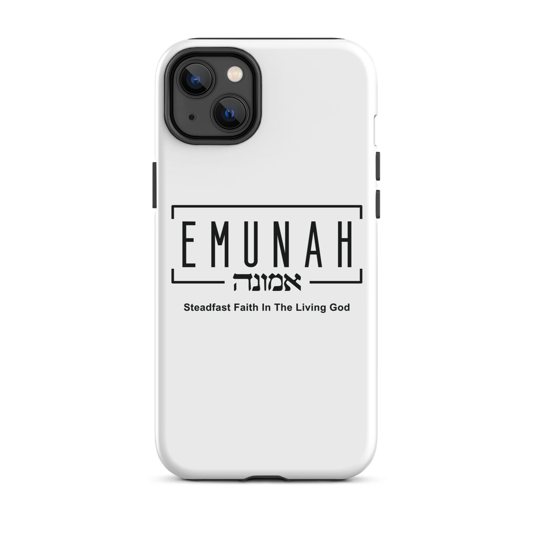 Christian Phone Case Emunah Steadfast Faith White for iPhone® iPhone® Phone Cases Glossy iPhone 14 Plus 