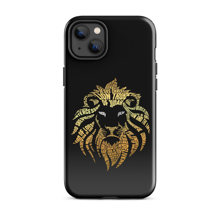 Christian Phone Case Lion Word Cloud Black for iPhone® iPhone® Phone Cases Glossy iPhone 14 Plus 