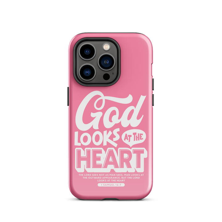 Christian Phone Case God Looks At Heart for iPhone® iPhone® Phone Cases Glossy iPhone 14 Pro 