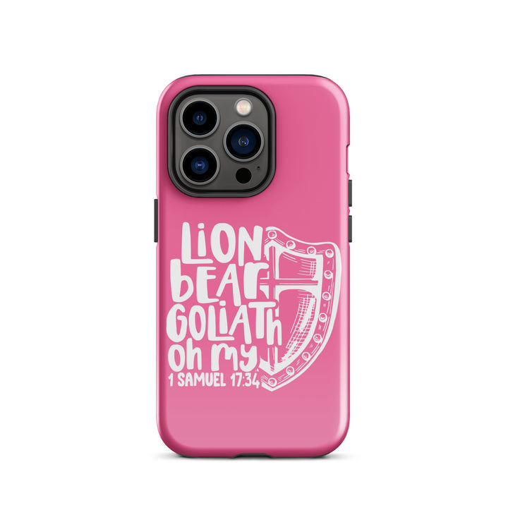 Christian Phone Case Lion Bear Goliath Oh My Pink for iPhone® iPhone® Phone Cases Glossy iPhone 14 Pro 