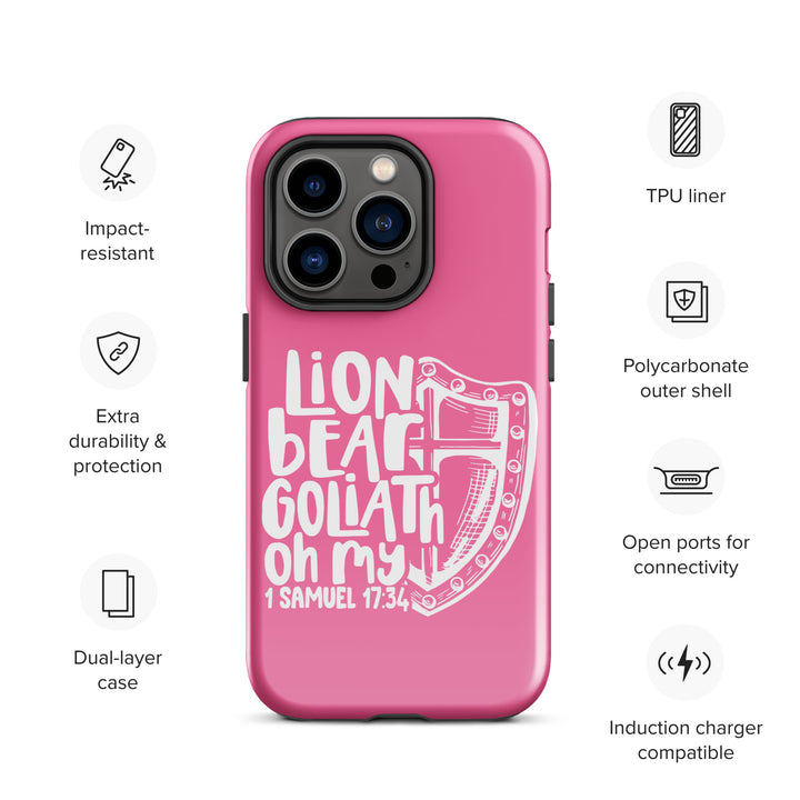 Christian Phone Case Lion Bear Goliath Oh My Pink for iPhone® iPhone® Phone Cases   