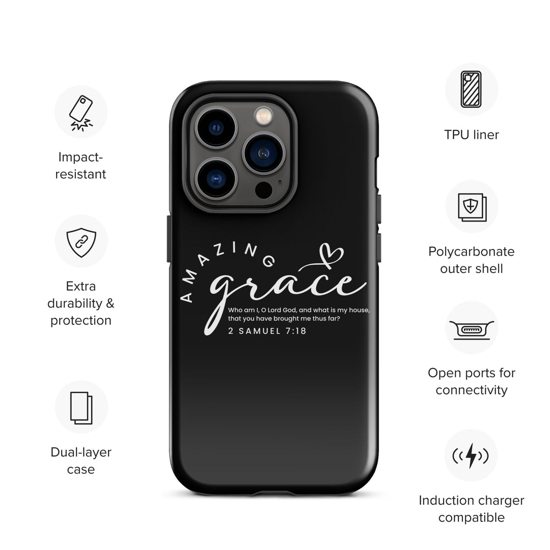 Christian Phone Case Amazing Grace Heart Black for iPhone® iPhone® Phone Cases   