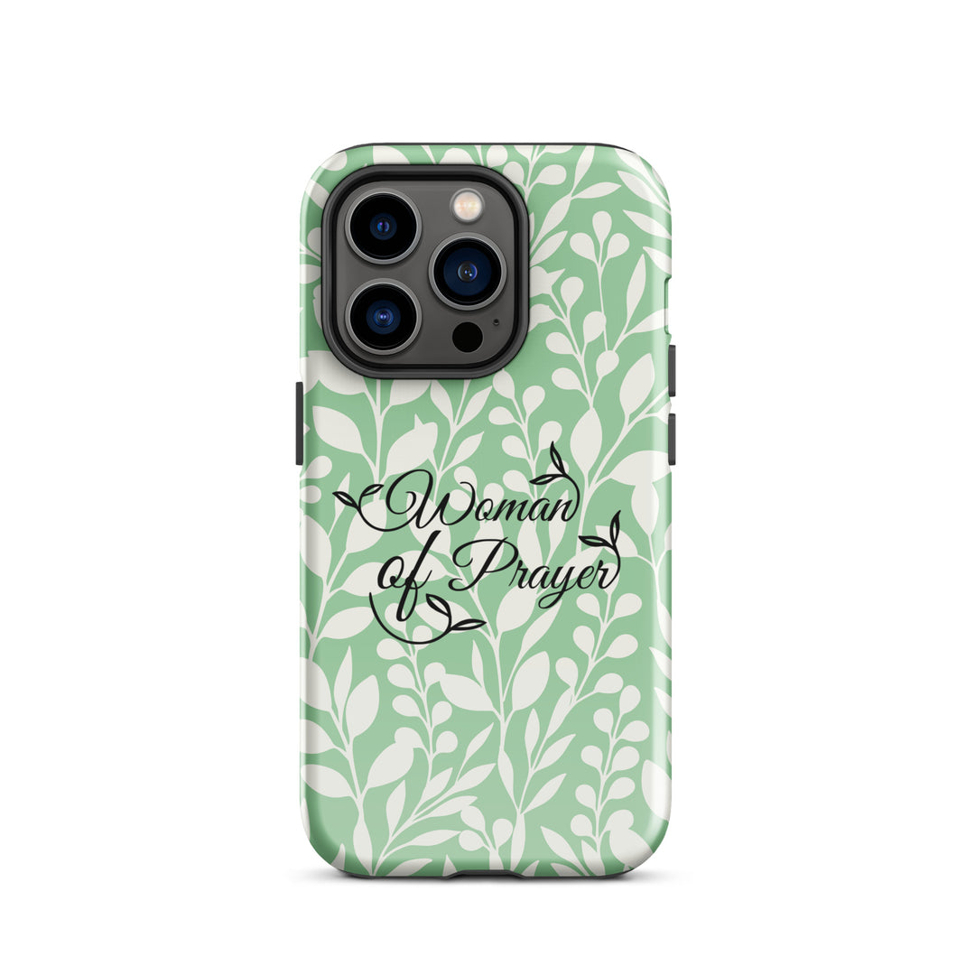 Christian Phone Case Woman of Prayer Green for iPhone® iPhone® Phone Cases Glossy iPhone 14 Pro 