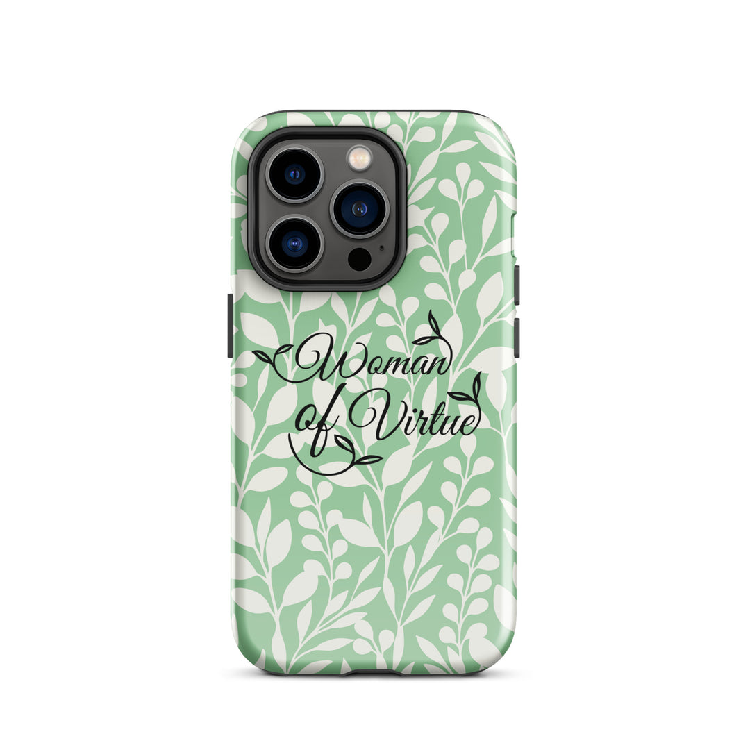 Christian Phone Case Woman of Virtue Green for iPhone® iPhone® Phone Cases Glossy iPhone 14 Pro 