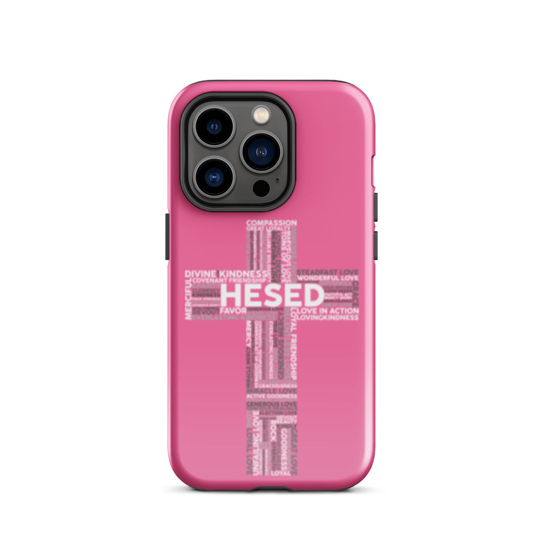 Christian Phone Case Hesed Cross Pink for iPhone® iPhone® Phone Cases Glossy iPhone 14 Pro 