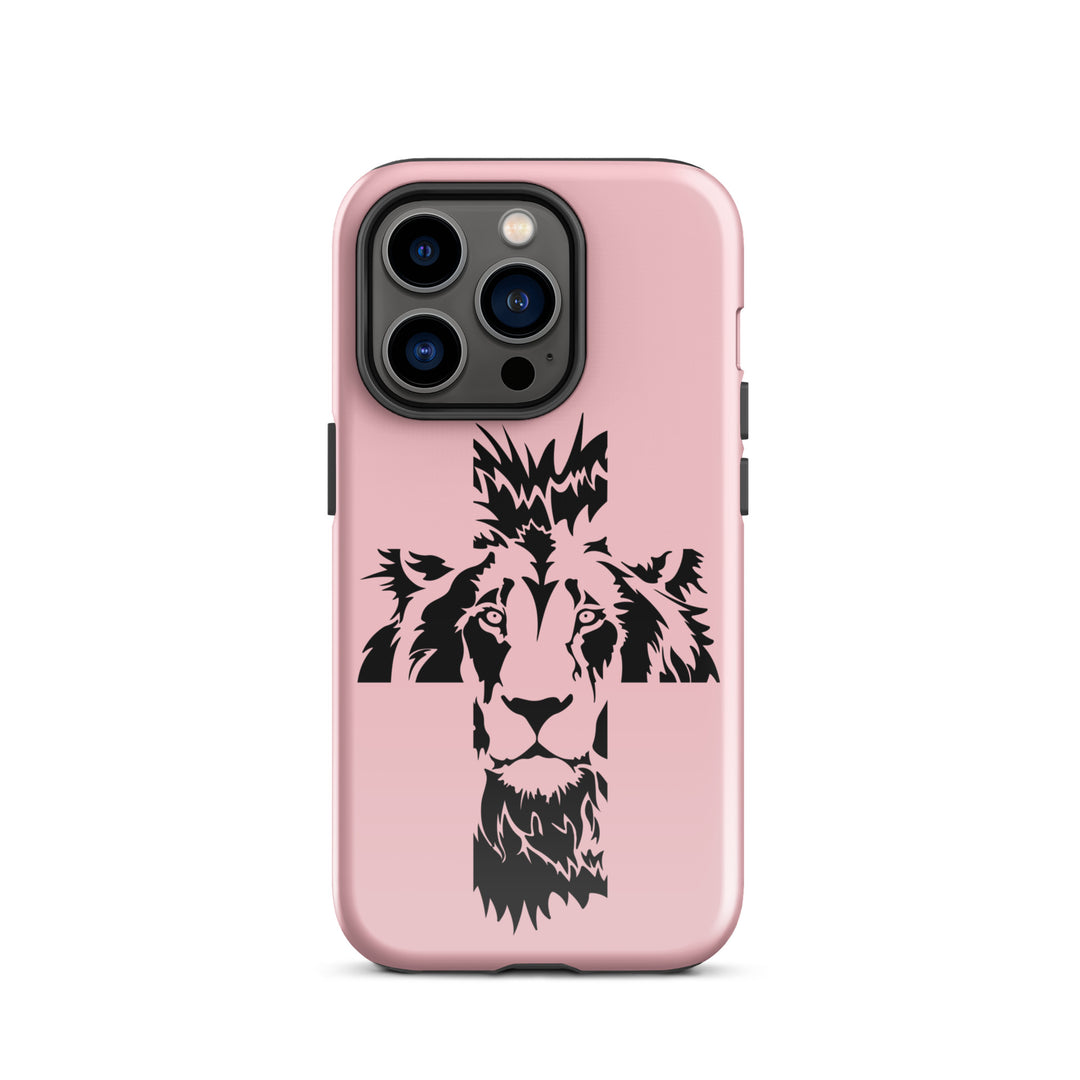 Christian Phone Case Aslan Cross Pink for iPhone® iPhone® Phone Cases Glossy iPhone 14 Pro 