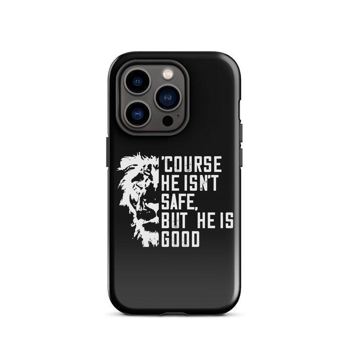 Christian Phone Case for iPhone® 'Course He Isn't Safe Black iPhone® Phone Cases Glossy iPhone 14 Pro 