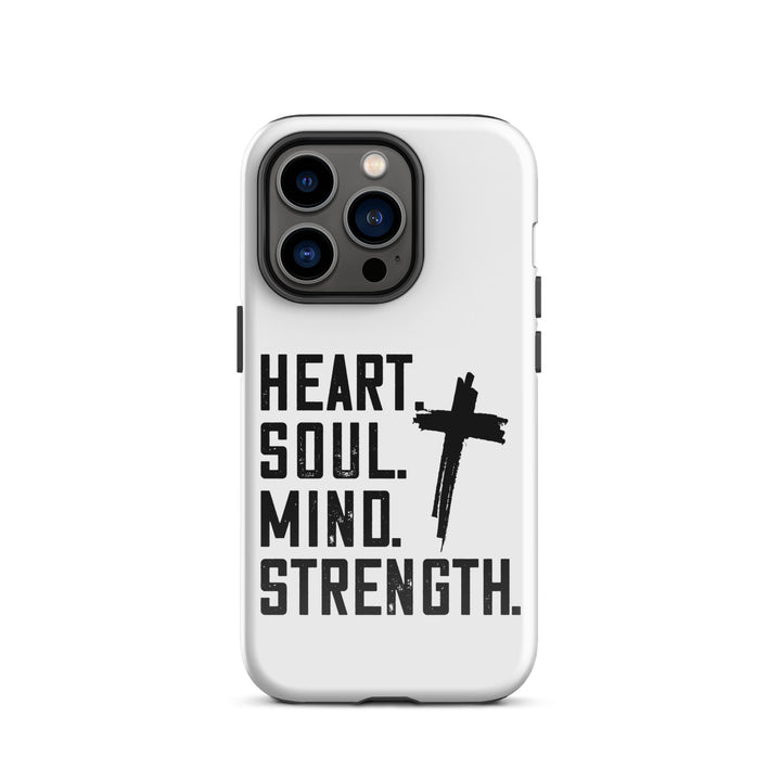 Christian Phone Case Heart Soul Mind Strength White for iPhone® iPhone® Phone Cases Glossy iPhone 14 Pro 