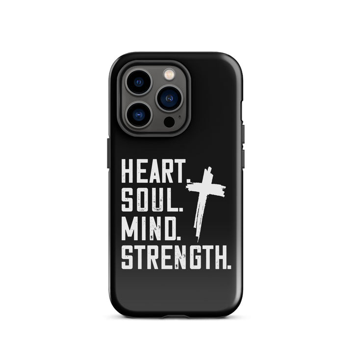 Christian Phone Case Heart Soul Mind Strength Black for iPhone® iPhone® Phone Cases Glossy iPhone 14 Pro 