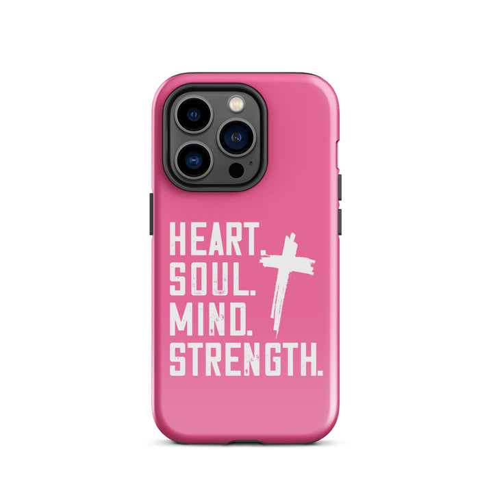 Christian Phone Case Heart Soul Mind Strength Pink for iPhone® iPhone® Phone Cases Glossy iPhone 14 Pro 