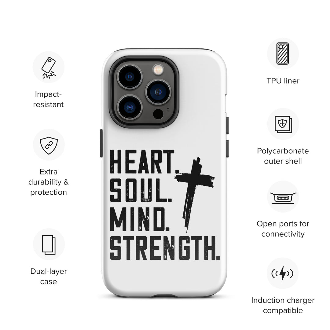 Christian Phone Case Heart Soul Mind Strength White for iPhone® iPhone® Phone Cases   