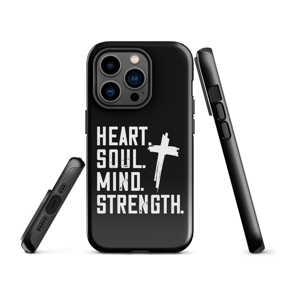 Christian Phone Case Heart Soul Mind Strength Black for iPhone® iPhone® Phone Cases   