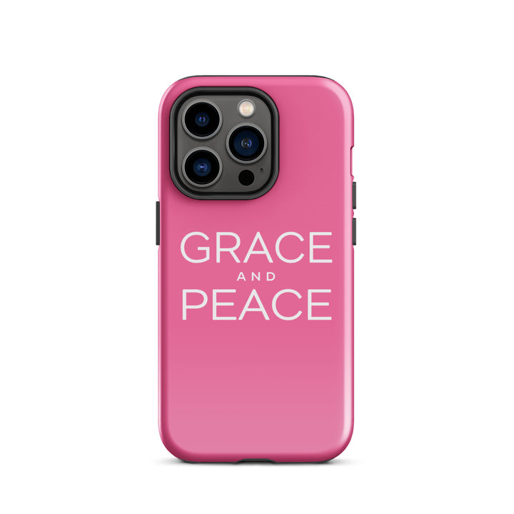 Christian Phone Case Grace and Peace Pink for iPhone® iPhone® Phone Cases Glossy iPhone 14 Pro 