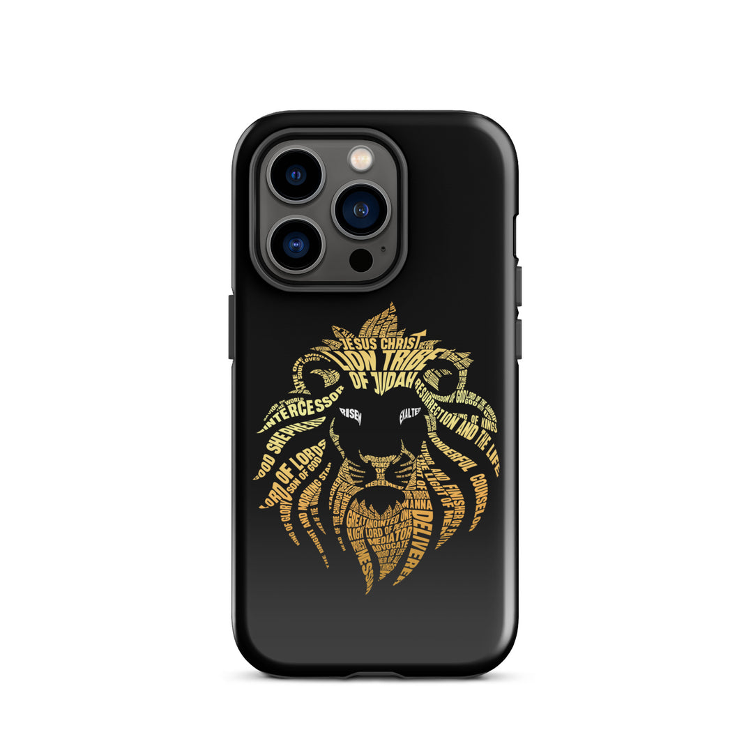 Christian Phone Case Lion Word Cloud Black for iPhone® iPhone® Phone Cases Glossy iPhone 14 Pro 