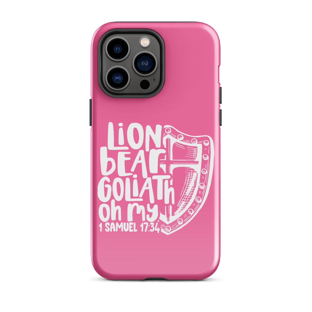 Christian Phone Case Lion Bear Goliath Oh My Pink for iPhone® iPhone® Phone Cases Glossy iPhone 14 Pro Max 