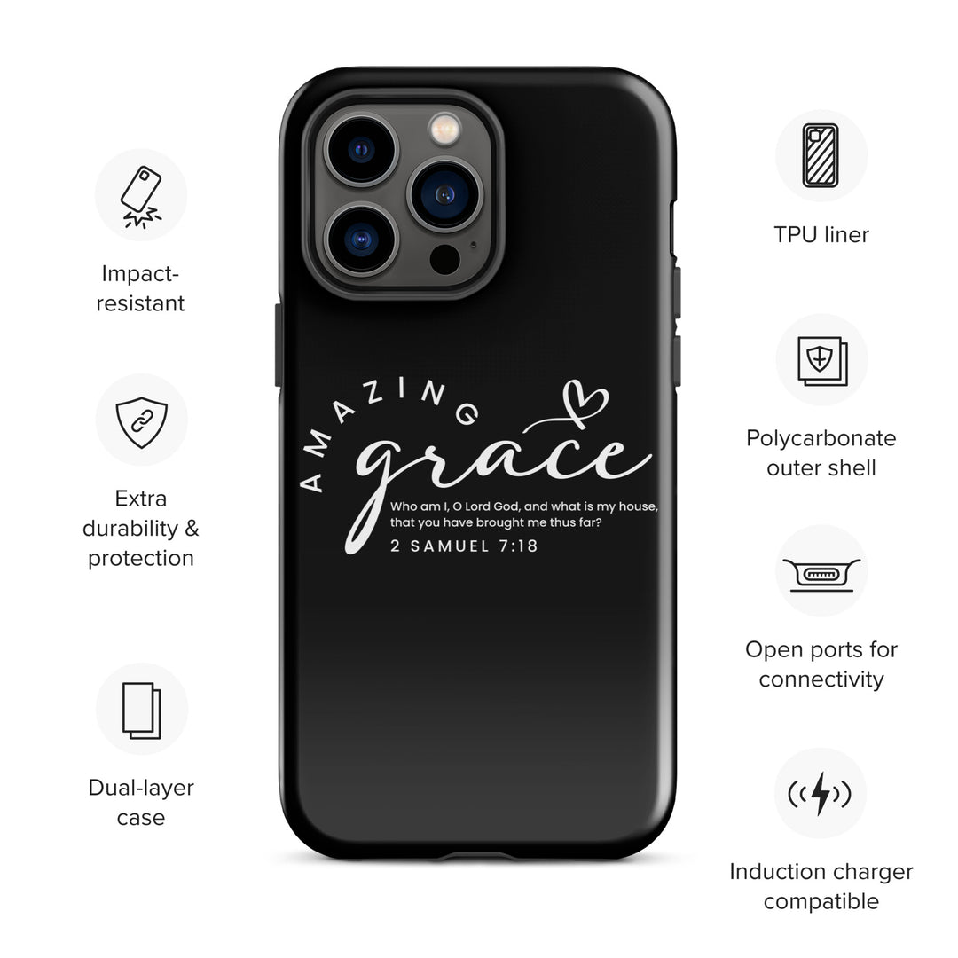 Christian Phone Case Amazing Grace Heart Black for iPhone® iPhone® Phone Cases   