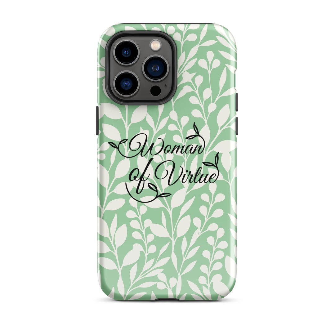 Christian Phone Case Woman of Virtue Green for iPhone® iPhone® Phone Cases Glossy iPhone 14 Pro Max 