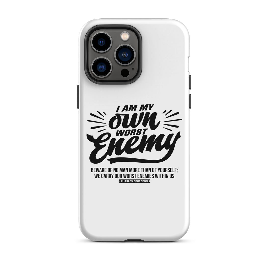 Christian Phone Case Worst Enemy White for iPhone® iPhone® Phone Cases Glossy iPhone 14 Pro Max 