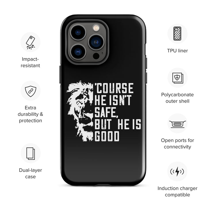 Christian Phone Case for iPhone® 'Course He Isn't Safe Black iPhone® Phone Cases   