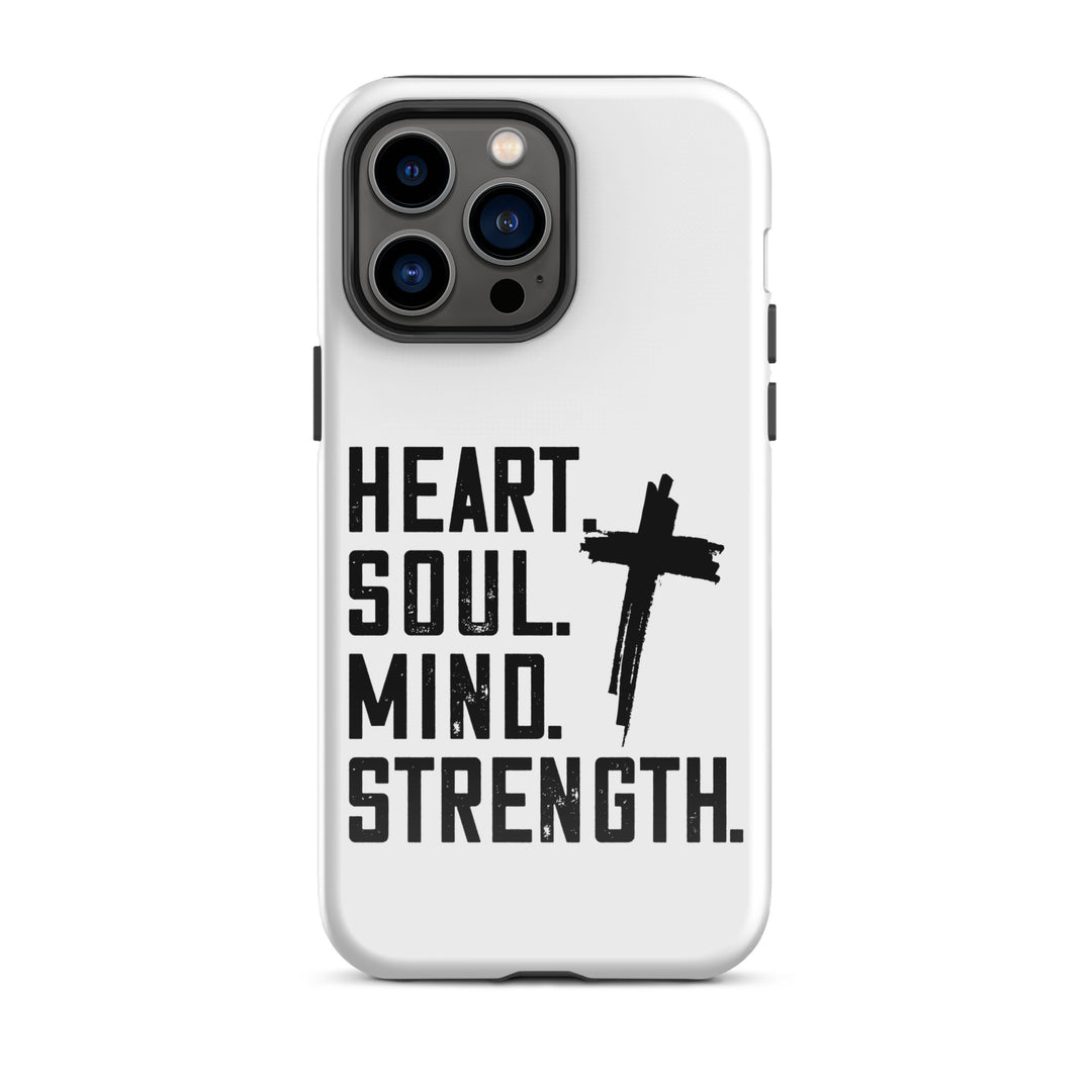 Christian Phone Case Heart Soul Mind Strength White for iPhone® iPhone® Phone Cases Glossy iPhone 14 Pro Max 