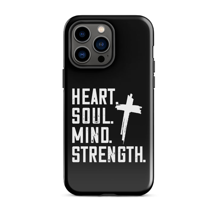 Christian Phone Case Heart Soul Mind Strength Black for iPhone® iPhone® Phone Cases Glossy iPhone 14 Pro Max 