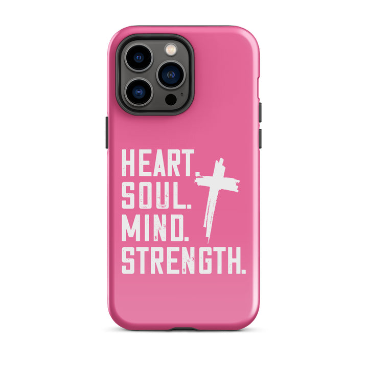 Christian Phone Case Heart Soul Mind Strength Pink for iPhone® iPhone® Phone Cases Glossy iPhone 14 Pro Max 