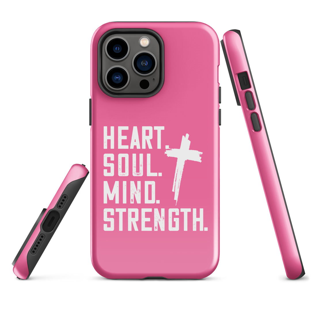 Christian Phone Case Heart Soul Mind Strength Pink for iPhone® iPhone® Phone Cases   