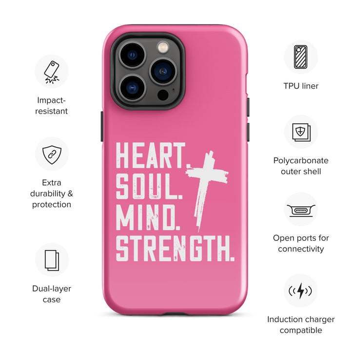 Christian Phone Case Heart Soul Mind Strength Pink for iPhone® iPhone® Phone Cases   