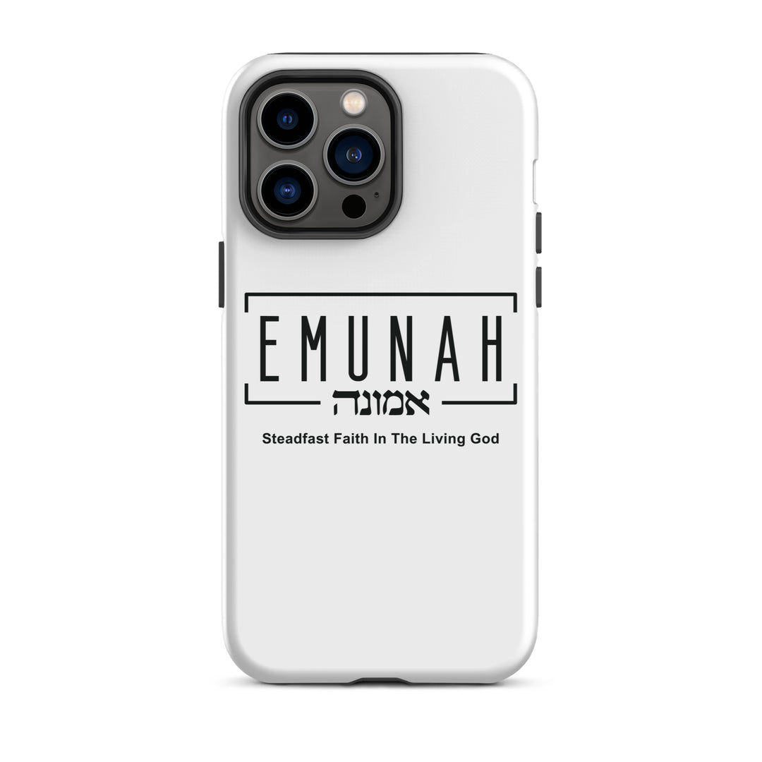 Christian Phone Case Emunah Steadfast Faith White for iPhone® iPhone® Phone Cases Glossy iPhone 14 Pro Max 